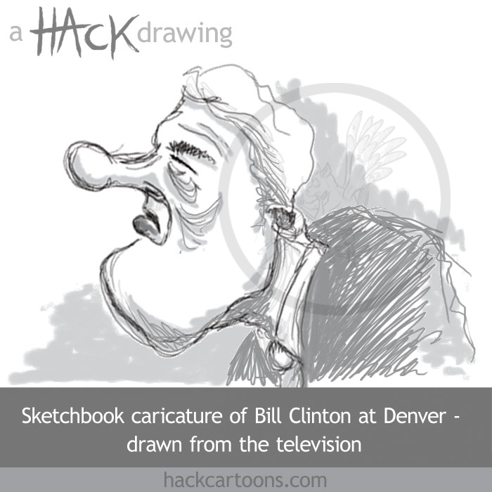 Hack cartoons caricature of Bill Clinton