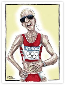 Paula Radcliffe, caricature, joke